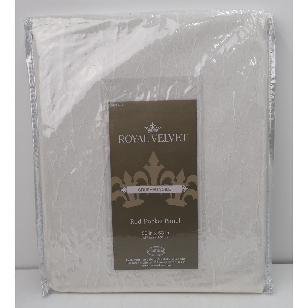 Royal Velvet Crushed Voile Curtain Panel 50x63 Egret NEW Rod Pocket Sheer White